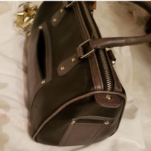 Vintage Jackie Smith Argentina Calf Skin Leather Bag Satchel Handbag Purse - Picture 8 of 16